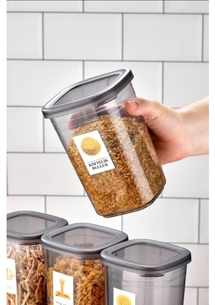 12'li Etiketli ve Sızdırmaz Kapaklı Erzak Saklama Seti - 1200ML - 20 Adet Etiket Hediyeli