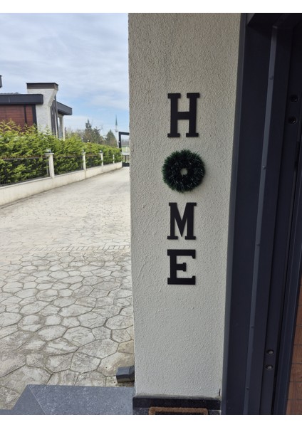 Bohem Iskandinav Tasarım Çelenk Detaylı H-O-M-E Kapı Duvar Dekoru Süs Hediyelik (100 Cm) modelleri