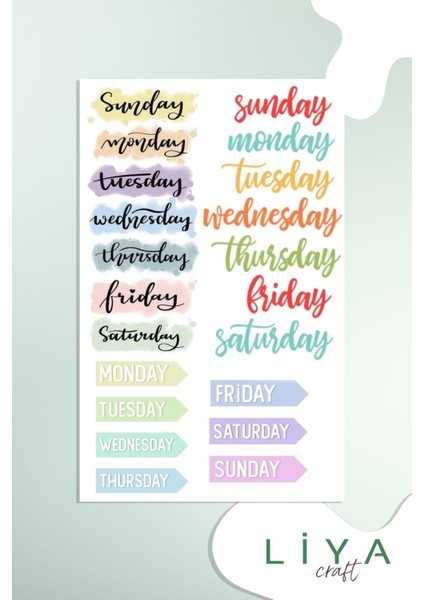 Günler Sticker Set Ingilizce Günler Sticker Ajanda Bullet Journal Için Uygun Set