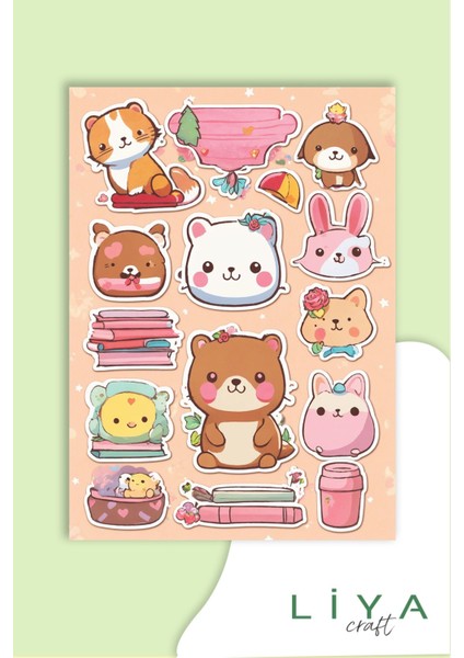 5'li Sevimli Kedi Sticker Set