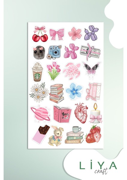 Pempe Temalı Sticker Sevimli Set Ajanda Bullet Journal Için Uygun Set