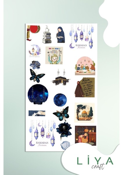 Ramazan Temalı Sticker Set Ramazan ve Kelebek Temalı