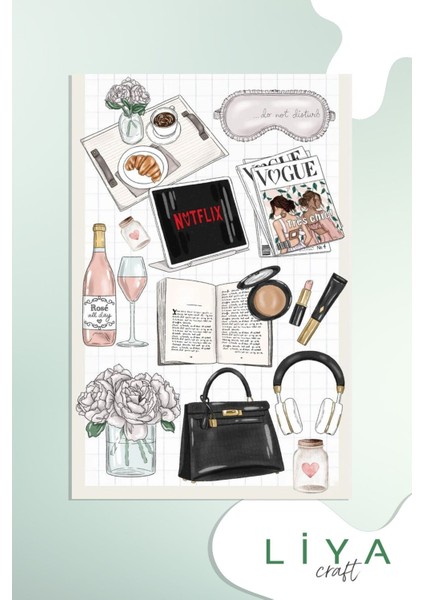 Vintage Çanta Sticker Set Ajanda Bullet Journal Için Uygun Set