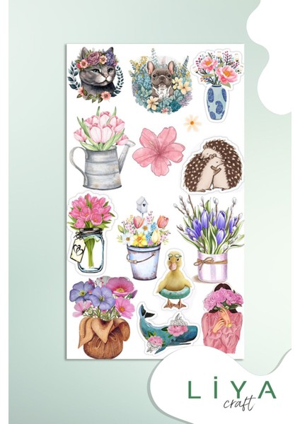 5'li Sevimli Sticker Vintage Girl Kadın Set Ajanda Bullet Journal Için Uygun Set