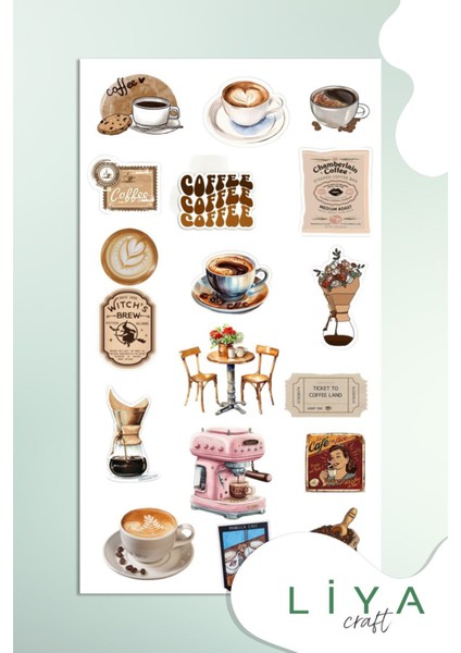 Kahveci Dükkanı Sticker Kahve Sticker Set Ajanda Bullet Journal Için Uygun Set