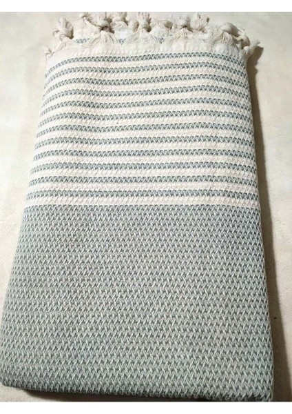 Pamuklu Kaymaz Hasır Dokuma Maxi Kolları Kapatan Koltuk Örtüsü 180X310 Açık Yeşil