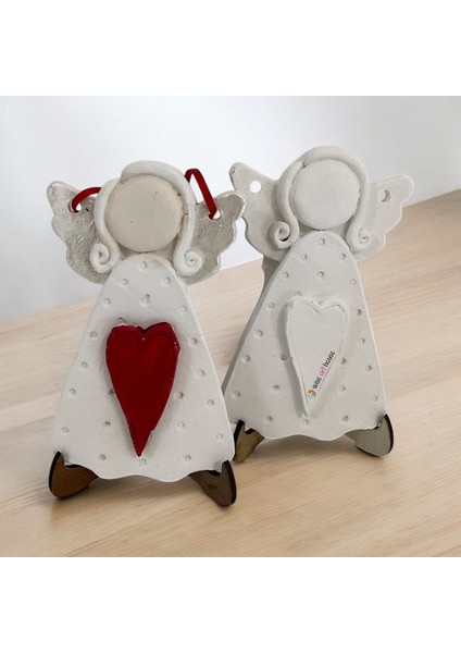 Anneler Günü Özel - 2'li Anne ve Kız Melek Duvar Süsü / Biblo Set