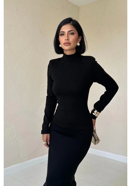 Siyah Eteği Garnili Triko Elbise fiyatları