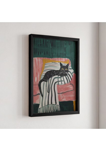Soyut Kedi Sanatı Ahşap Çerçeveli Duvar Kedi Tablosu fiyatları