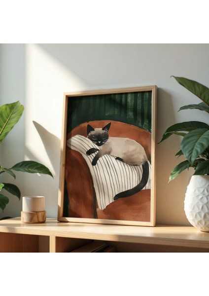 Van Kedisi Baskısı Ahşap Çerçeveli Duvar Kedi Tablosu fiyatları