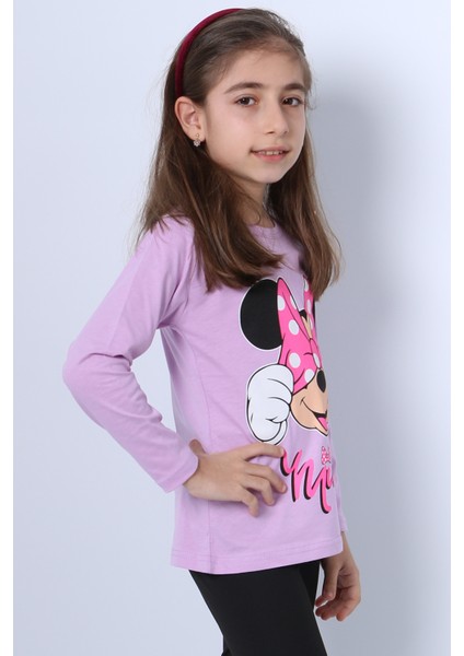 Kız Çocuk Uzun Kollu Tshirt Baskılı Bisiklet Yaka C43 fiyatları
