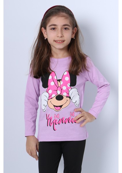 Kız Çocuk Uzun Kollu Tshirt Baskılı Bisiklet Yaka C43 fırsatları