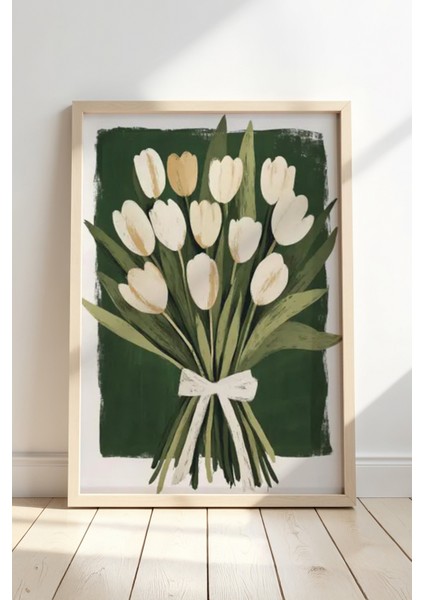 Çiçek Buketi Duvar Sanatı Ahşap Çerçeveli Duvar Tablosu