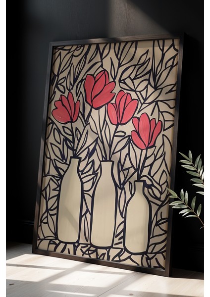 Çiçek Buketi Duvar Sanatı Ahşap Çerçeveli Duvar Tablosu