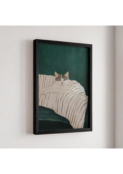 Soyut Kedi Sanatı Ahşap Çerçeveli Duvar Kedi Tablosu modelleri