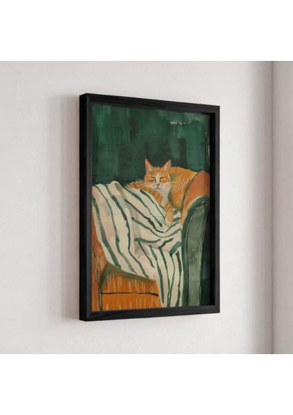Soyut Kedi Sanatı Ahşap Çerçeveli Duvar Tablosu fiyatları