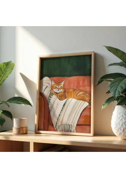 Soyut Kedi Sanatı Ahşap Çerçeveli Duvar Kedi Tablosu fiyatları