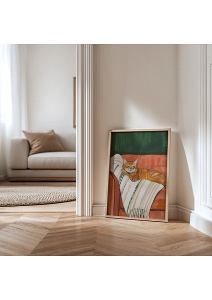 Soyut Kedi Sanatı Ahşap Çerçeveli Duvar Kedi Tablosu modelleri