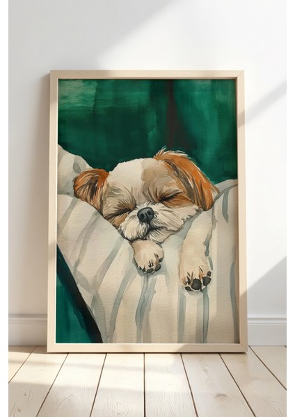 Soyut Köpek Sanat Baskısı Ahşap Çerçeveli köpek Duvar tablosu