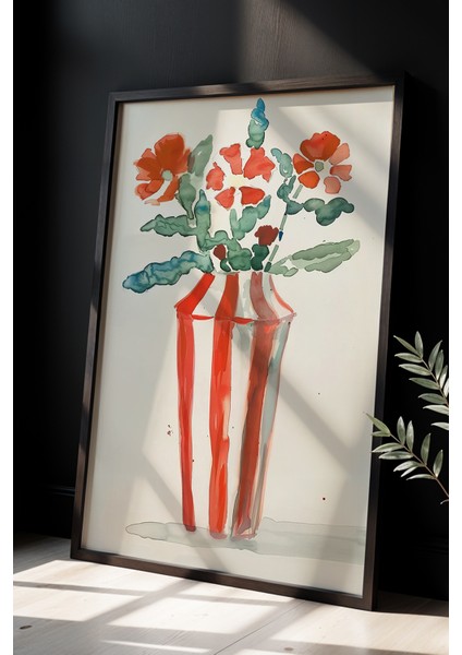 Renkli Çiçek Buketi Sanat Baskısı Duvar Sanatı Ahşap Çerçeveli Duvar Tablosu