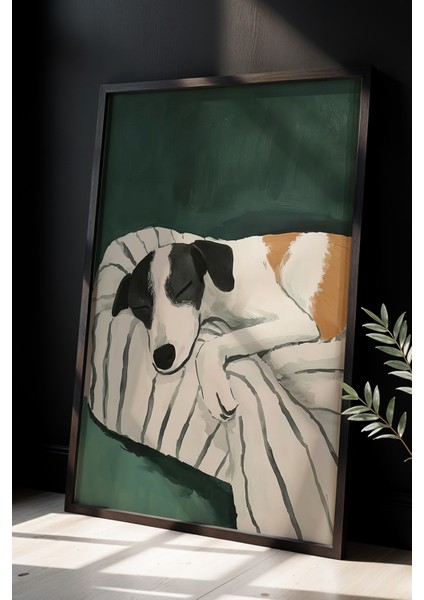 Soyut Köpek Sanat Baskısı Ahşap Çerçeveli köpek Duvar tablosu