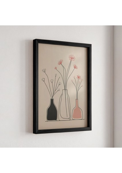 Soyut Çiçek Sanatı Ahşap Çerçeveli Duvar Tablosu fiyatları