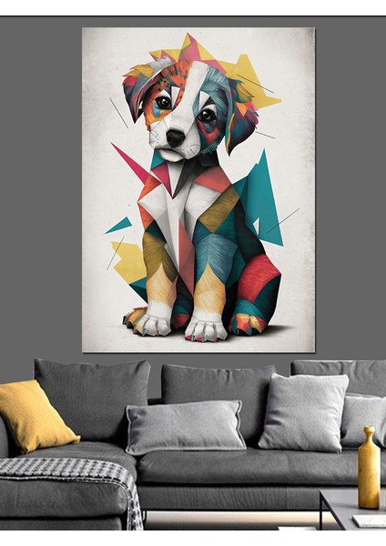 Sevimli Yavru Köpek Dekoratif Kanvas - Mdf Ahşap Tablo