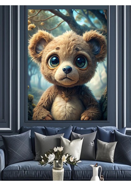 Ormandaki Yavru Ayı Teddy Dekoratif Kanvas - Mdf Ahşap Tablo fırsatları
