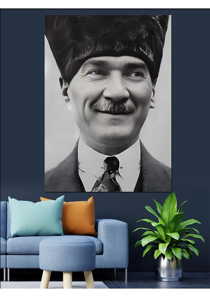 Mustafa Kemal Atatürk Gülüyor Dekoratif Kanvas - Mdf Ahşap Tablo fiyatları