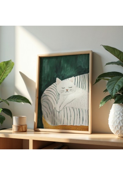 Soyut Kedi Sanatı Ahşap Çerçeveli Duvar Kedi Tablosu fiyatları