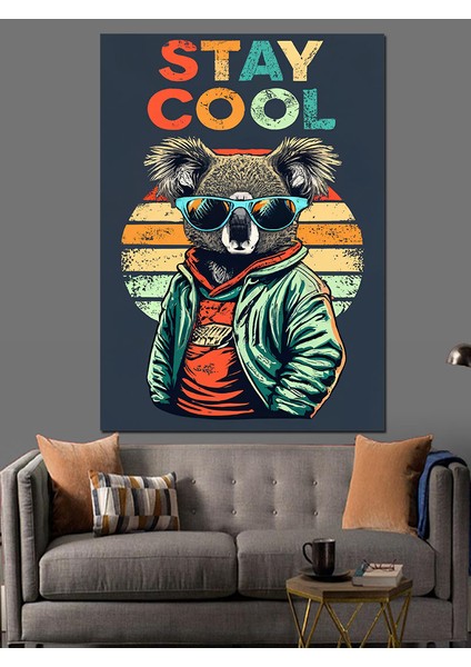 Sevimli Koala Stay Cool Dekoratif Kanvas - Mdf Ahşap Tablo