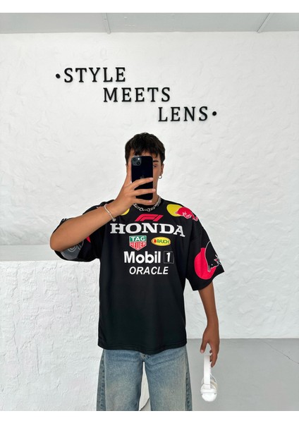 Redbull Baskılı Oversize T-Shirt