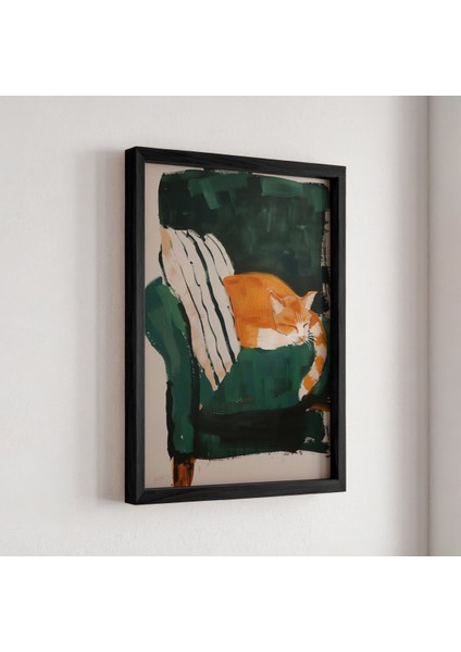 Soyut Kedi Sanatı Ahşap Çerçeveli Duvar Kedi Tablosu fiyatları