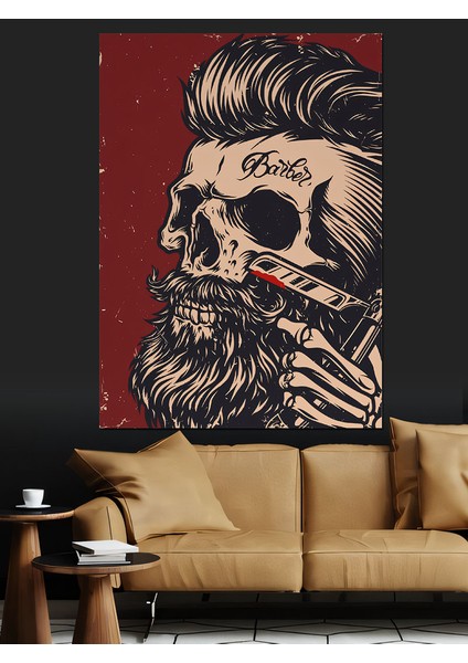 Berber Dükkanı Temalı Dekoratif Kanvas - Mdf Ahşap Tablo fırsatları