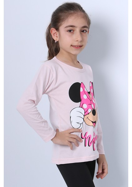 Kız Çocuk Uzun Kollu Tshirt Baskılı Bisiklet Yaka C43 modelleri