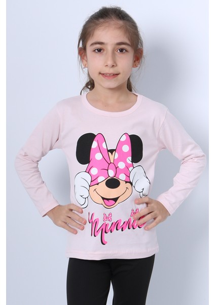 Kız Çocuk Uzun Kollu Tshirt Baskılı Bisiklet Yaka C43 fırsatları
