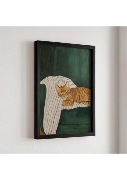 Soyut Kedi Sanatı Ahşap Çerçeveli Duvar Kedi Tablosu fiyatları