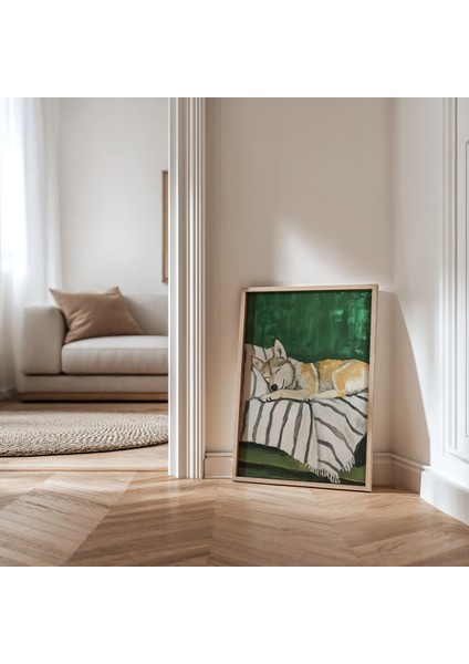 Soyut Husky Sanat Baskısı Ahşap Çerçeveli köpek Duvar tablosu modelleri