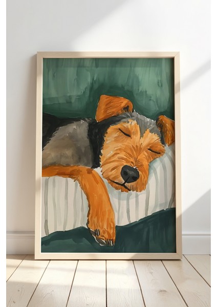 Soyut Köpek Sanat Baskısı Ahşap Çerçeveli köpek Duvar tablosu