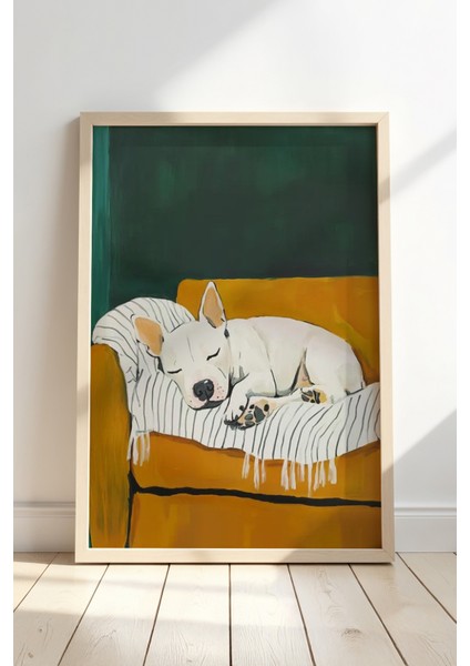 Soyut Köpek Sanat Baskısı Ahşap Çerçeveli köpek Duvar tablosu