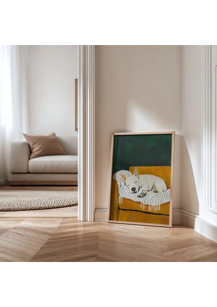 Soyut Köpek Sanat Baskısı Ahşap Çerçeveli köpek Duvar tablosu modelleri