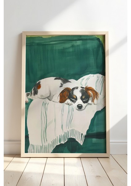 Soyut Köpek Sanat Baskısı Ahşap Çerçeveli köpek Duvar tablosu