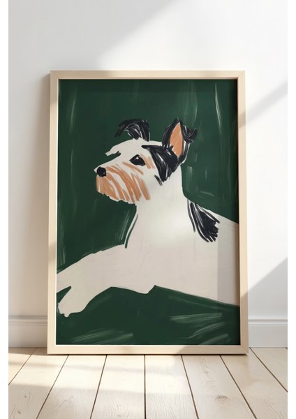 Soyut Köpek Sanat Baskısı Ahşap Çerçeveli köpek Duvar tablosu