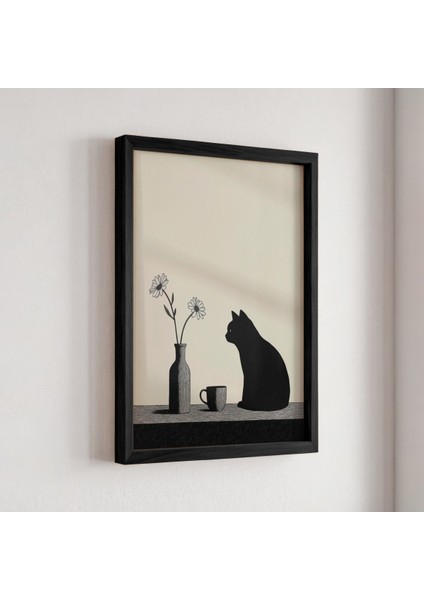 Soyut Kedi Sanatı Ahşap Çerçeveli Duvar Kedi Tablosu fiyatları