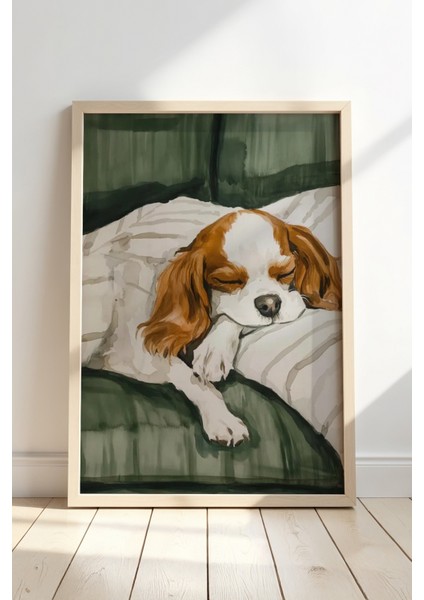 Soyut Köpek Sanat Baskısı Ahşap Çerçeveli köpek Duvar tablosu