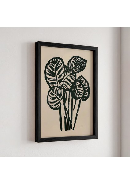 Çiçek Vazosu Siyah Beyaz Baskı Sanatı Ahşap Çerçeveli Duvar Tablosu fiyatları