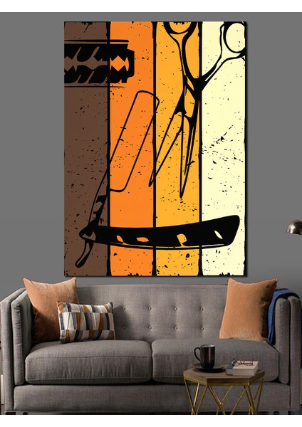 Ustura Makas Berber Dekoratif Kanvas - Mdf Ahşap Tablo fiyatları