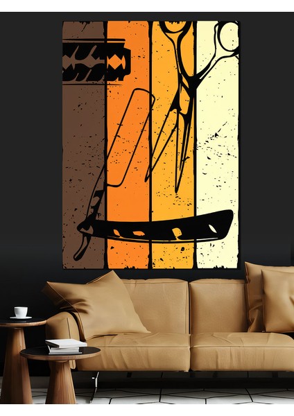 Ustura Makas Berber Dekoratif Kanvas - Mdf Ahşap Tablo fırsatları