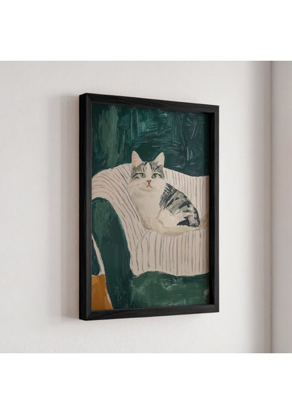 Soyut Kedi Sanatı Ahşap Çerçeveli Duvar Tablosu fiyatları