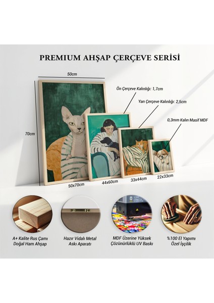 Soyut Kedi Sanatı Ahşap Çerçeveli Duvar Tablosu modelleri
